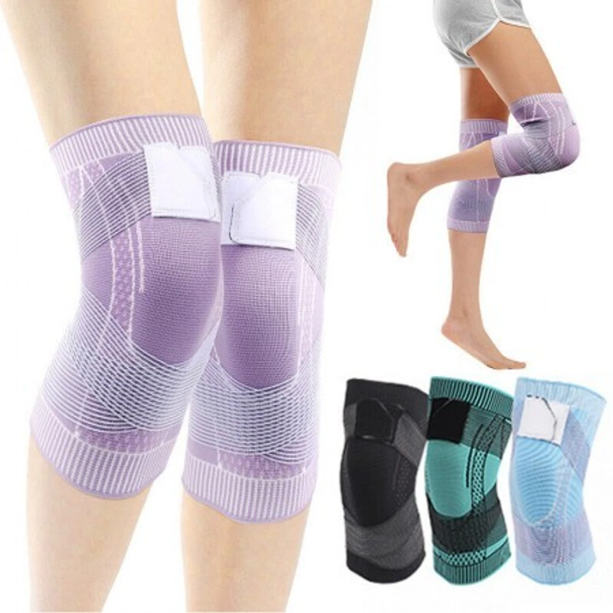 ( ২ পায়ের ২ পিস ) 3D Walk Run Knee Compression Hi Quality Knee Pain Reducer Brace.