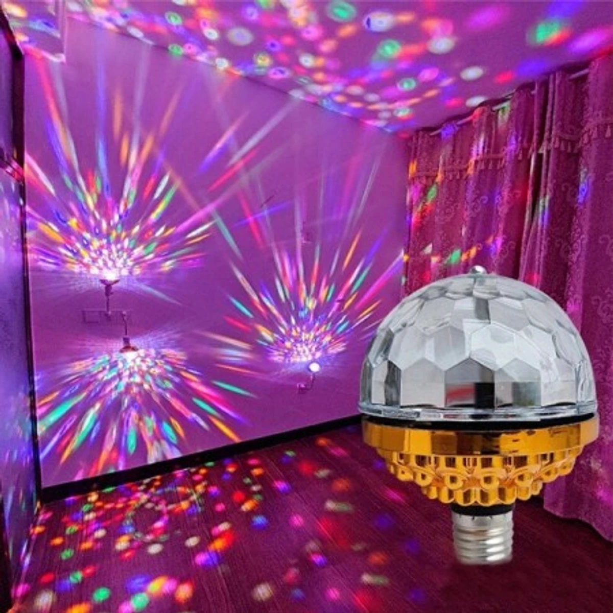 Colorful Rotating Magic Ball Light With Holder