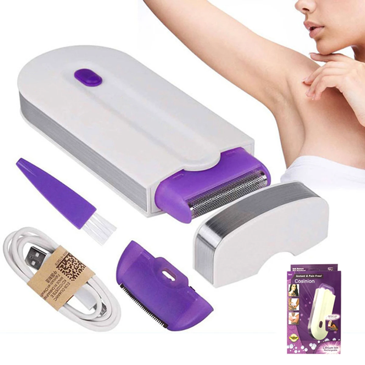 ( USB হেয়ার রিমুভার গ্রুমিং ডিভাইস )  Facial Hair Remover and Hair Removal Machine - in Dual Use