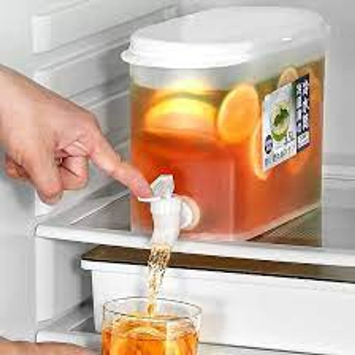 Drink Dispenser for Fridge, Plastic Water Jug Fruit Teapot Lemonade Bucket Drink Container for Fridge, 3.5L/1 Gallon